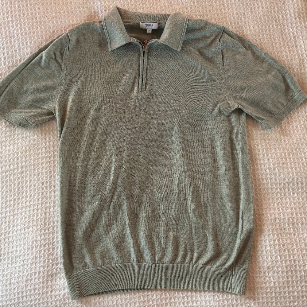 Light Green Reiss Zip Polo